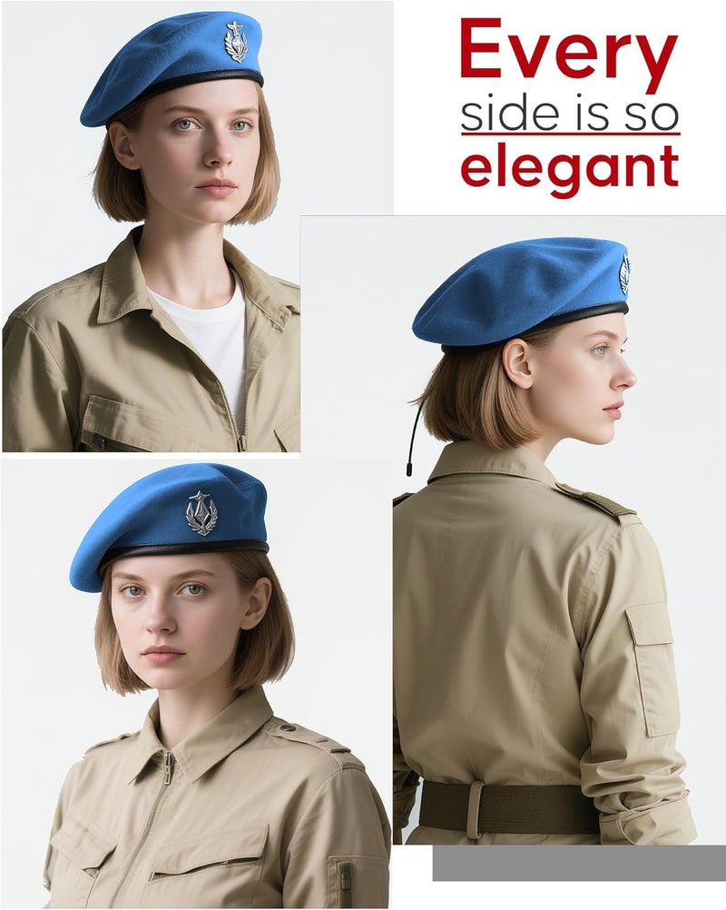 CKYPTFK Beret Hats for Women & Beret Hat Men - US Army Style 100% Wool Military Beret, Vintage British Officer Look. - Image 4